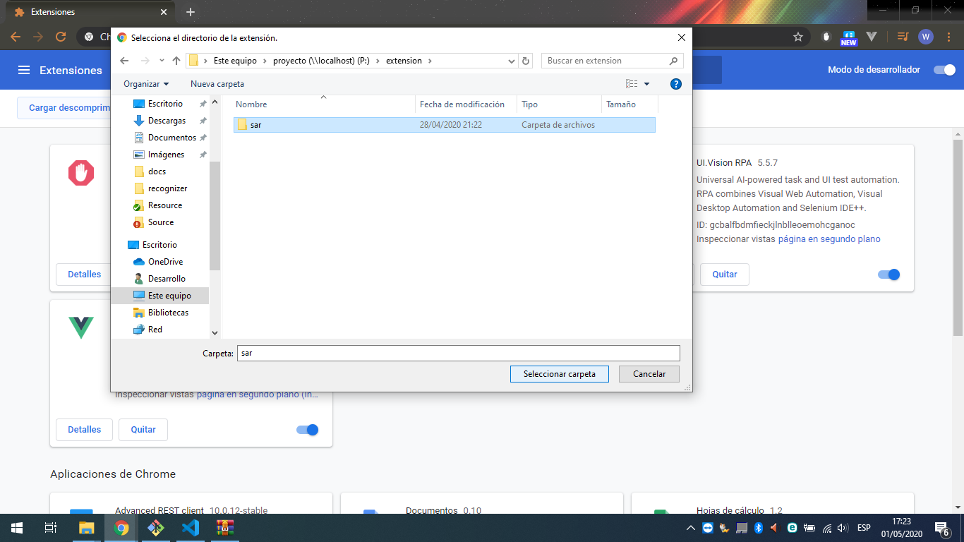 Selección extensión
